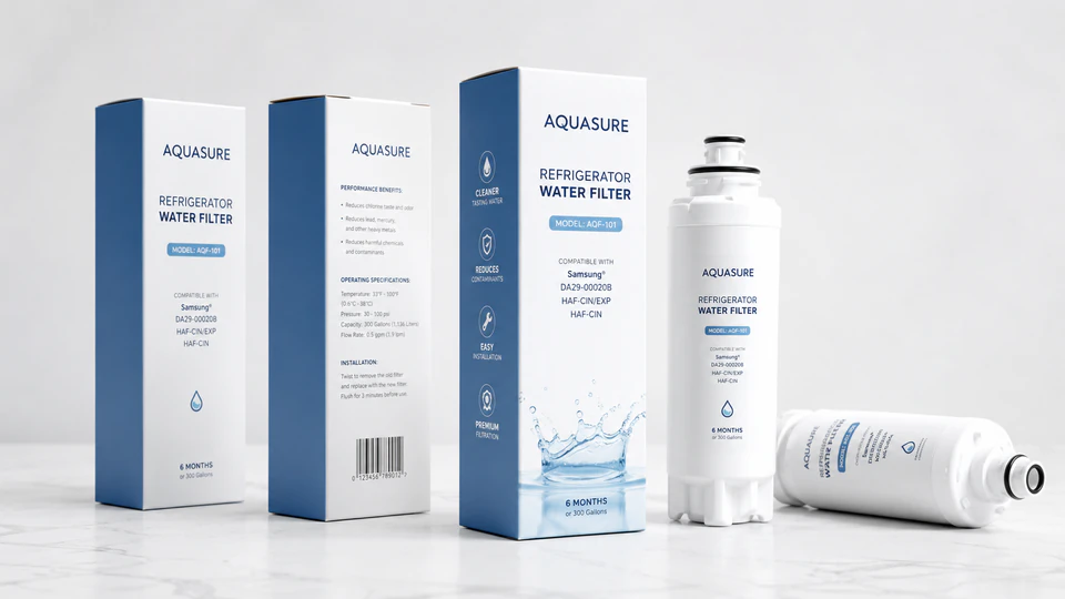 Private label compatible replacement filter box and product packaging
